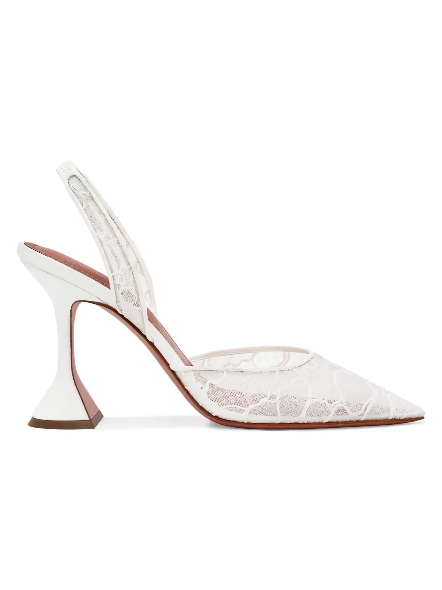Holli 95MM Lace Slingback Pumps by Amina Muaddi