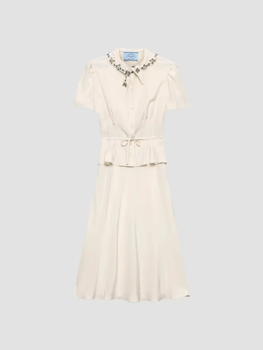 Embroidered Marocain Dress by Prada