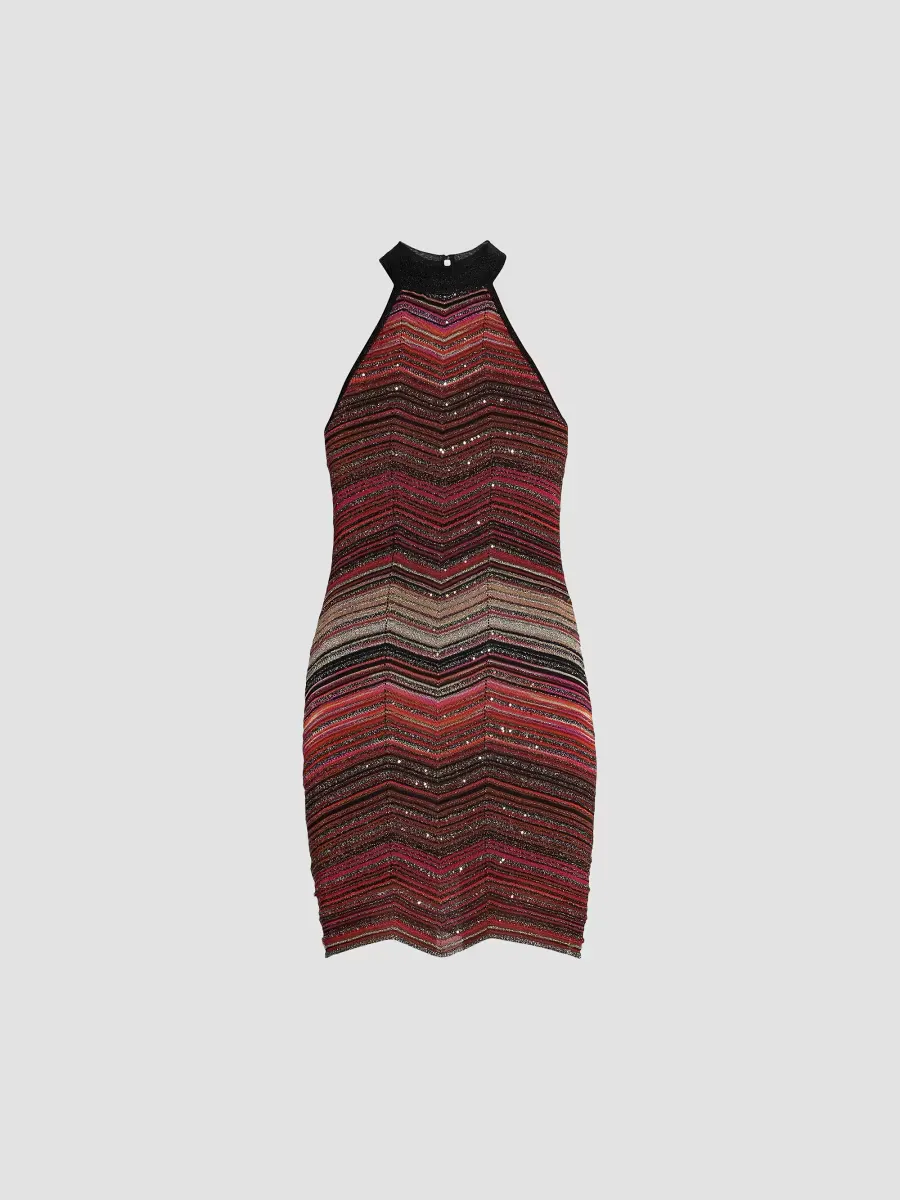 Shimmer Chevron Halter Minidress by Missoni