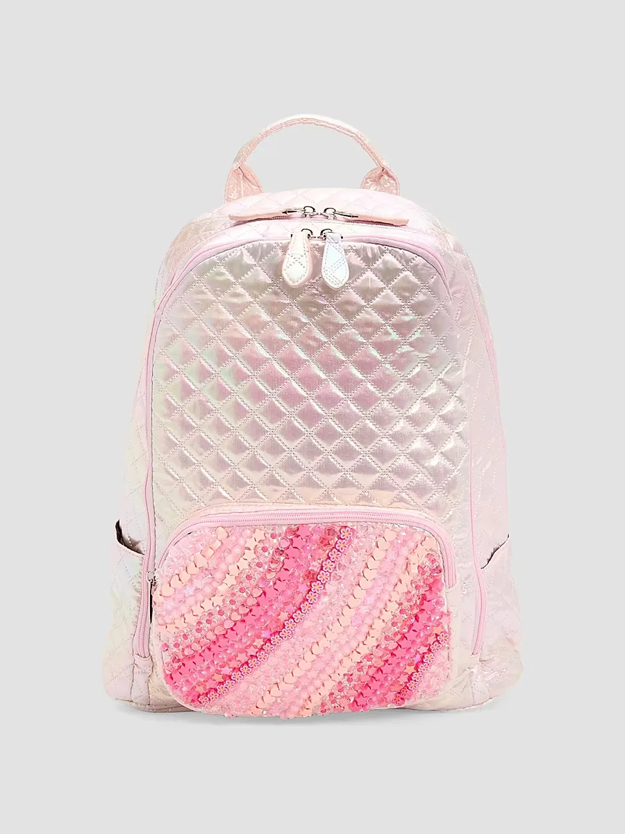 Iridescent Quilted Beaded Backpack by Bari Lynn