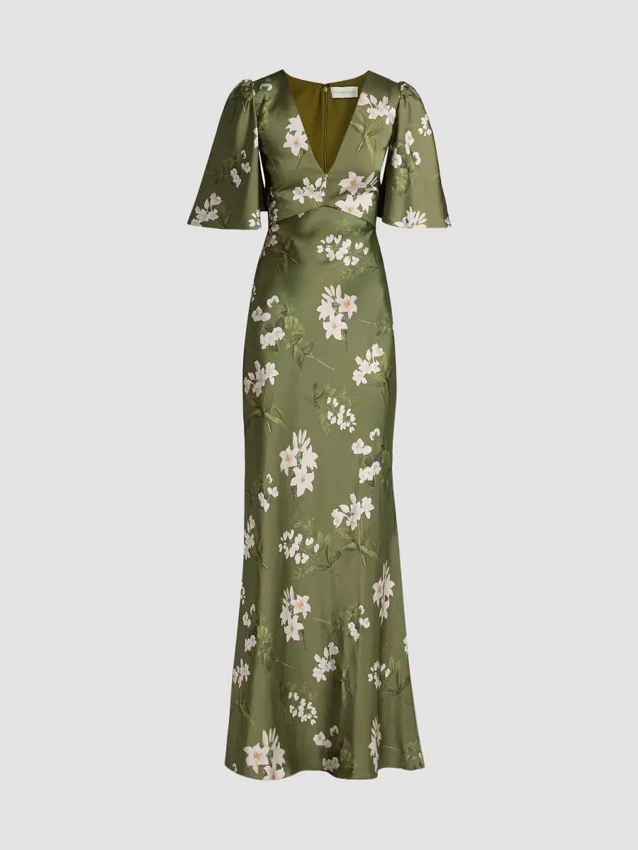Mae Floral Satin Gown by SACHIN BABI