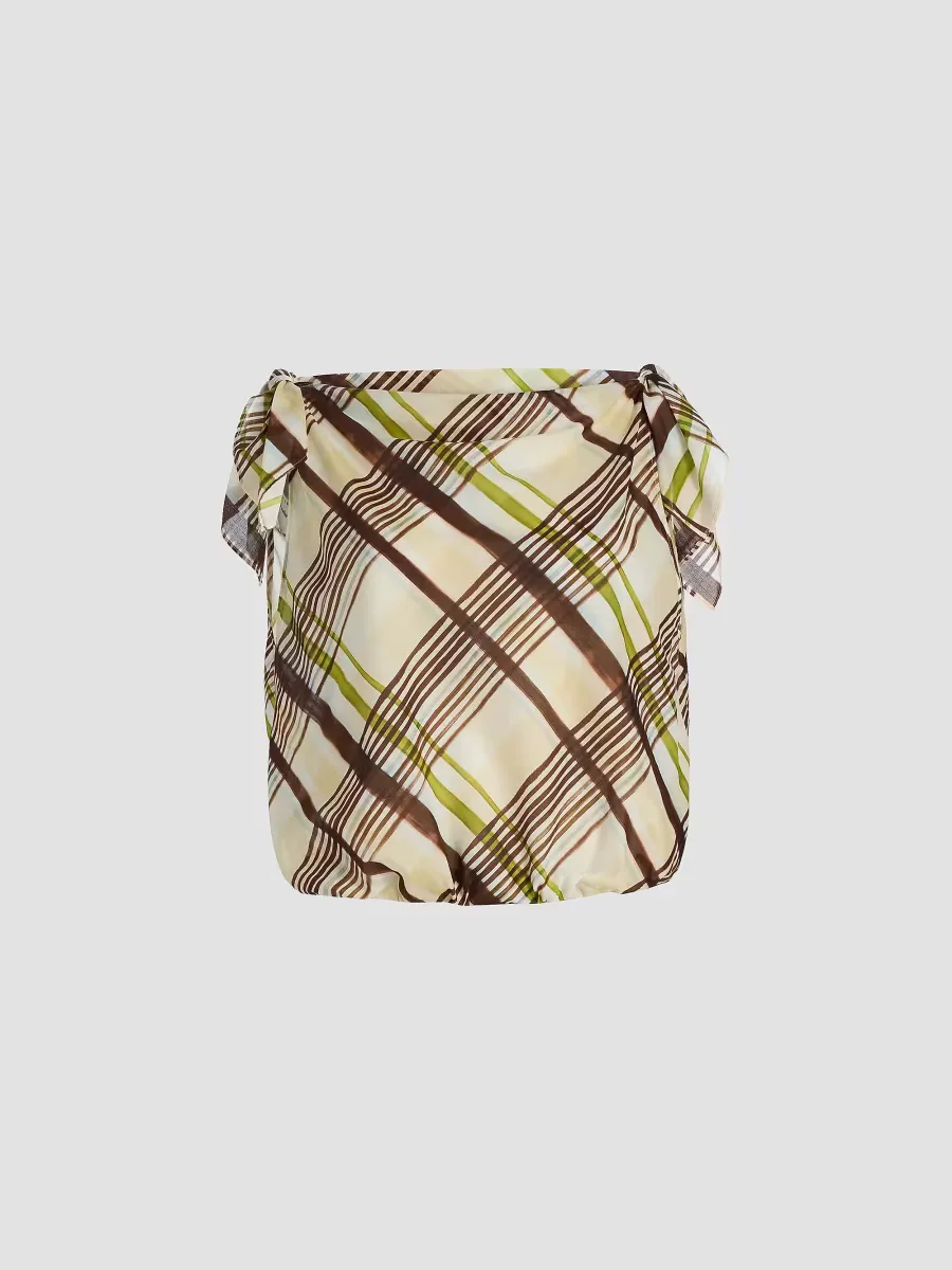 Dylan Knotted-Sleeve Plaid Cotton Top by A.L.C.