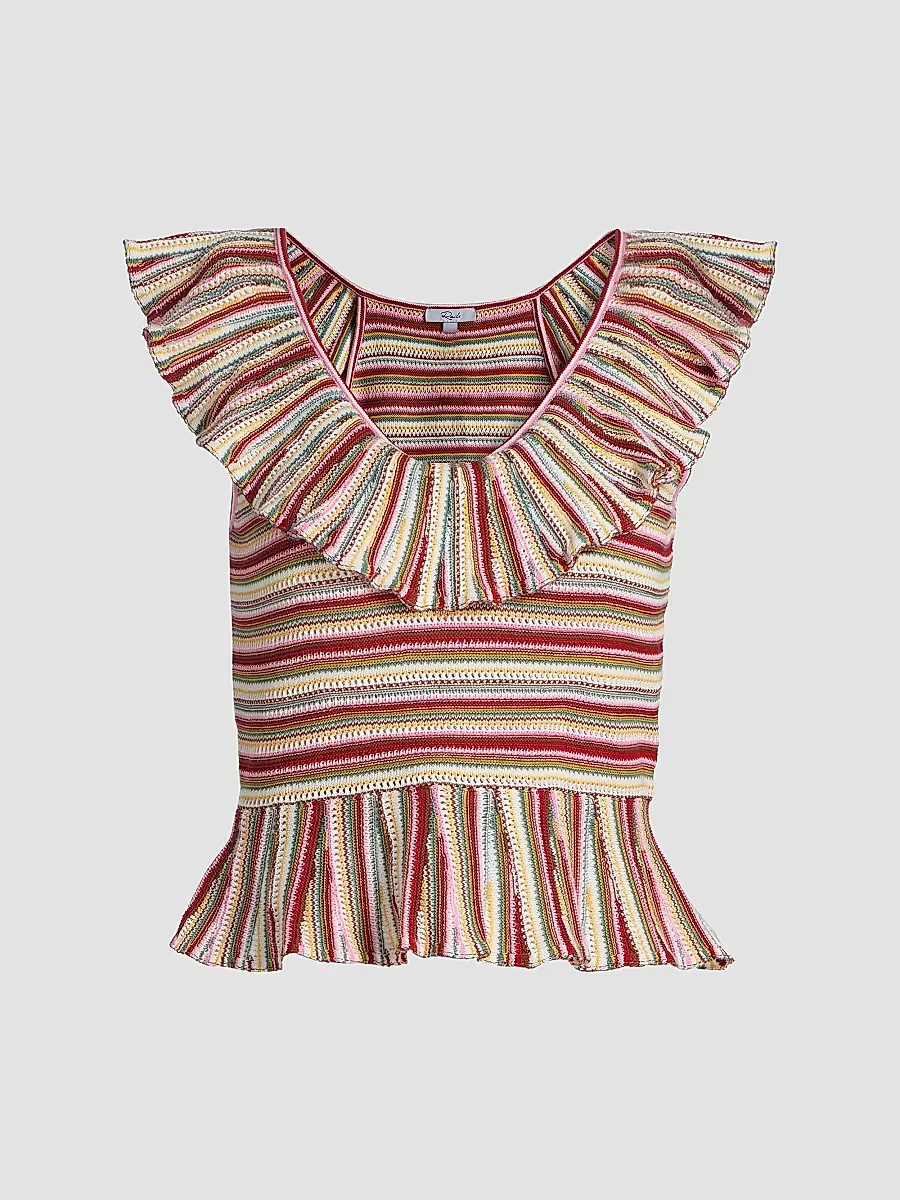 Carmelita Havana Striped Ruffled Cotton Peplum Top by Rails