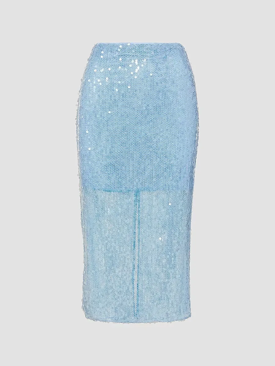 Allora Sequined Open-Knit Midi-Skirt by Veronica Beard