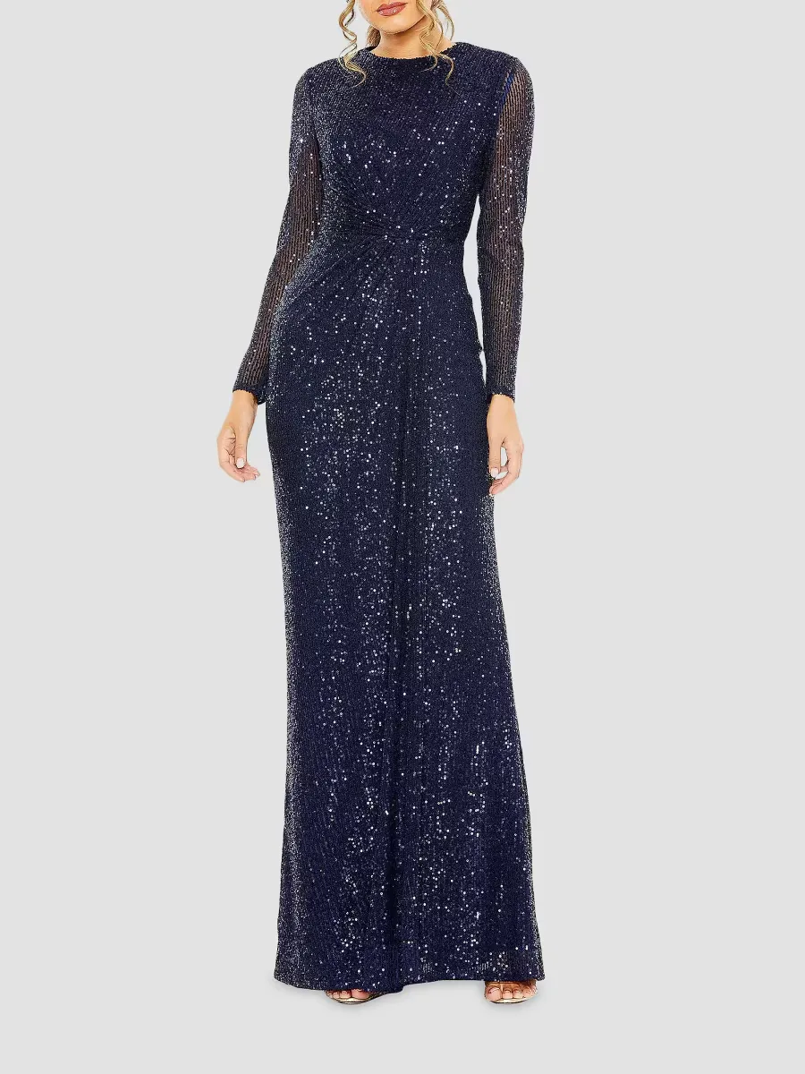 Mac Duggal Sequined Knotted Column Gown by M.A.C.