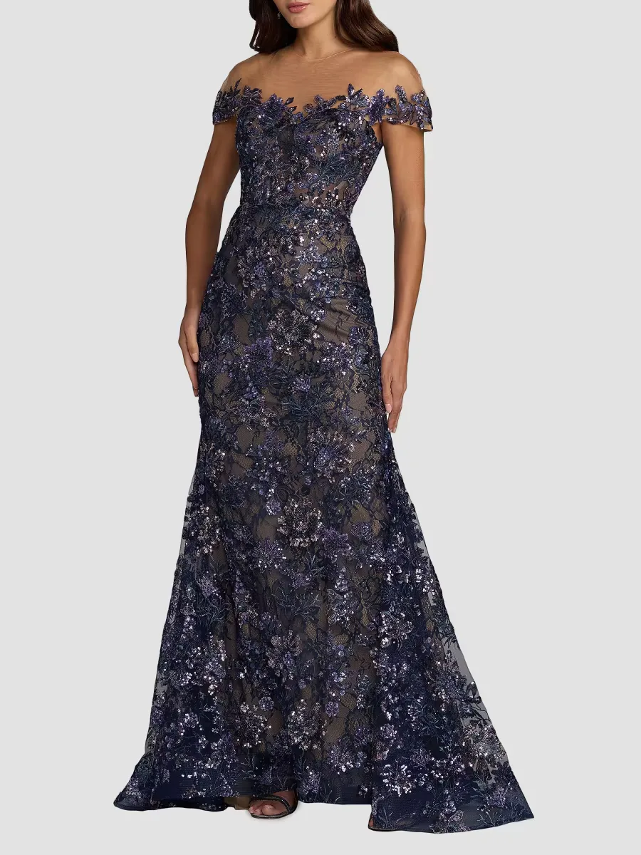Mac Duggal Embellished Lace Trumpet Gown by M.A.C.