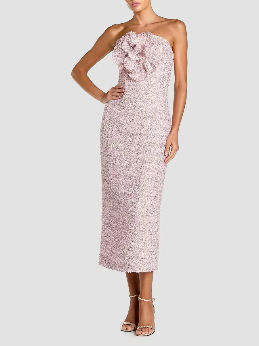 Mac Duggal Boucl Strapless Midi-Dress by M.A.C.