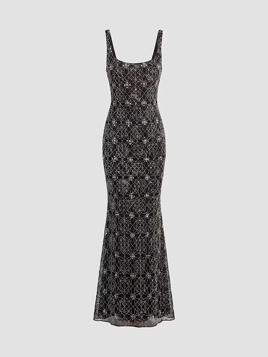 Mac Duggal Embellished Mesh Sleeveless Gown by M.A.C.