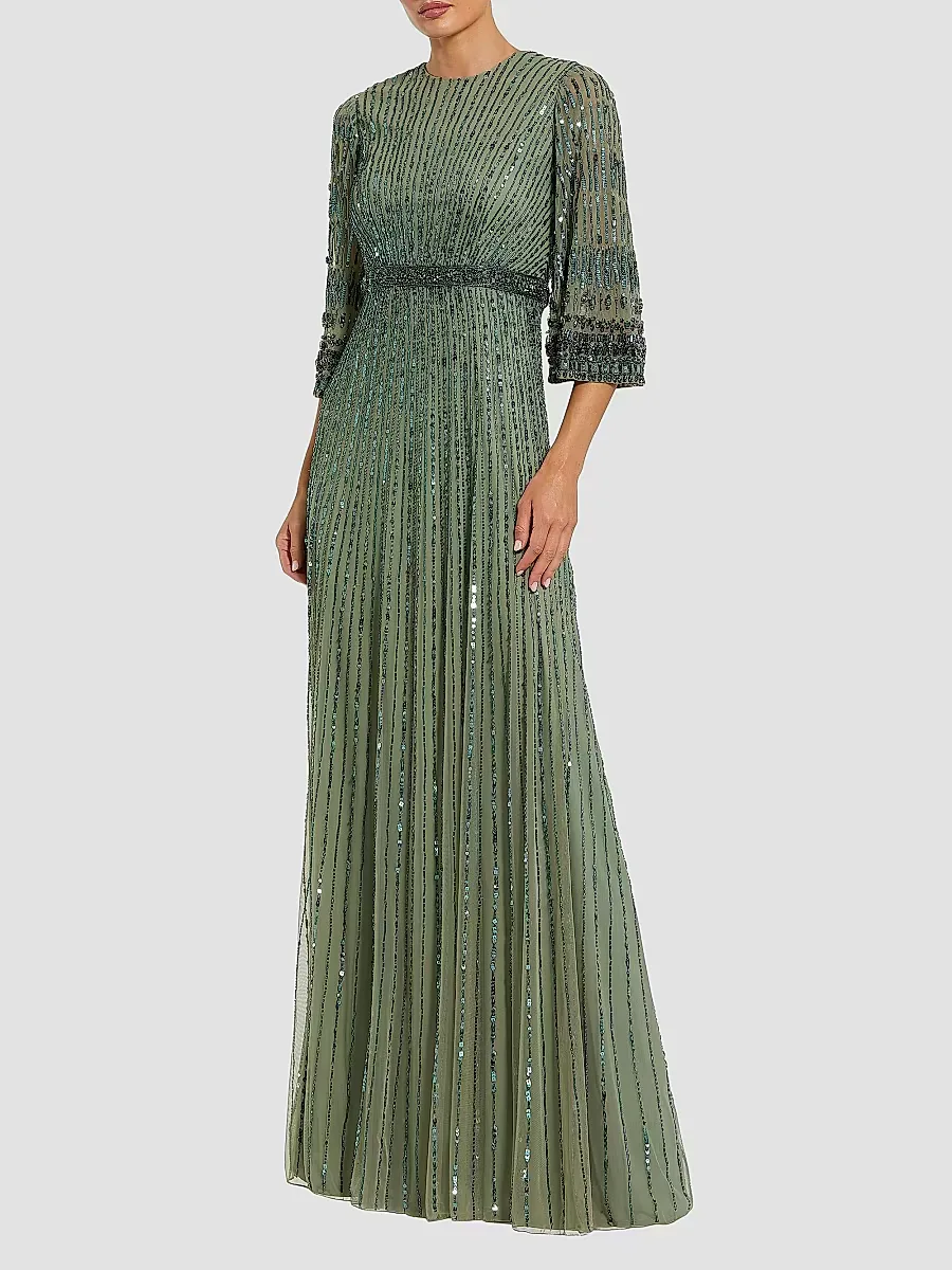 Mac Duggal Embellished Sequined A-Line Gown by M.A.C.