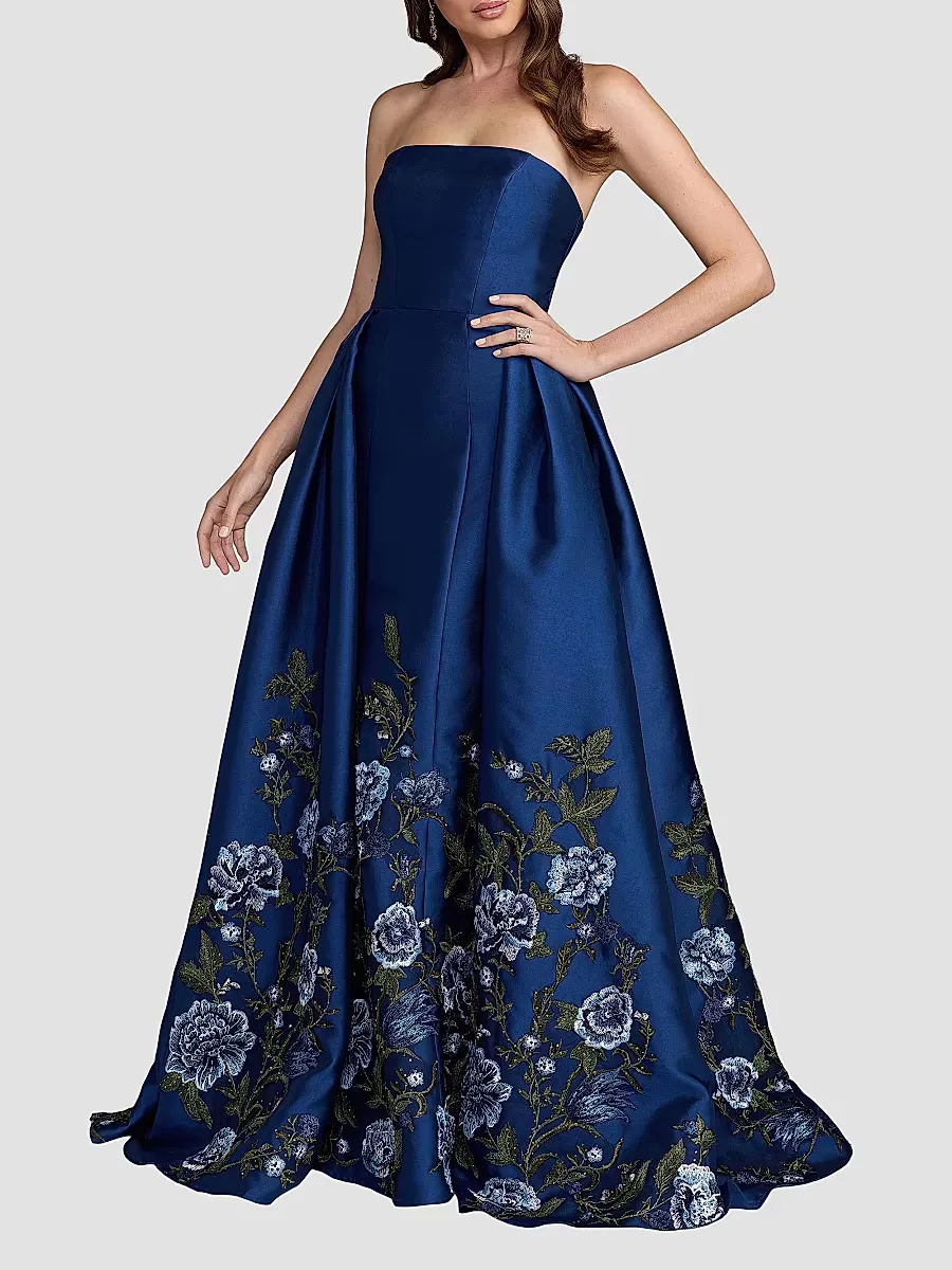 Mac Duggal Embroidered Mikado Strapless Gown by M.A.C.