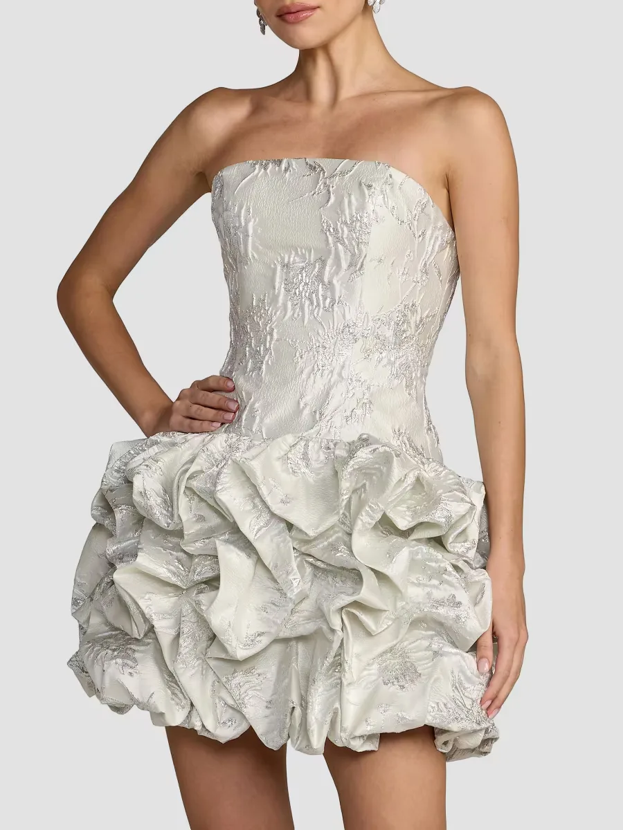 Mac Duggal Brocade Strapless Bubble Hem Minidress by M.A.C.