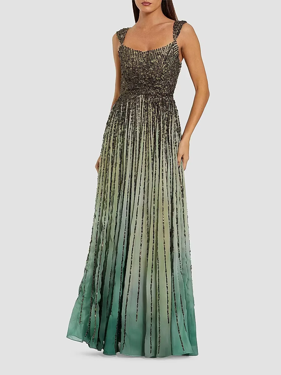 Mac Duggal Beaded Ombré A-Line Gown by M.A.C.