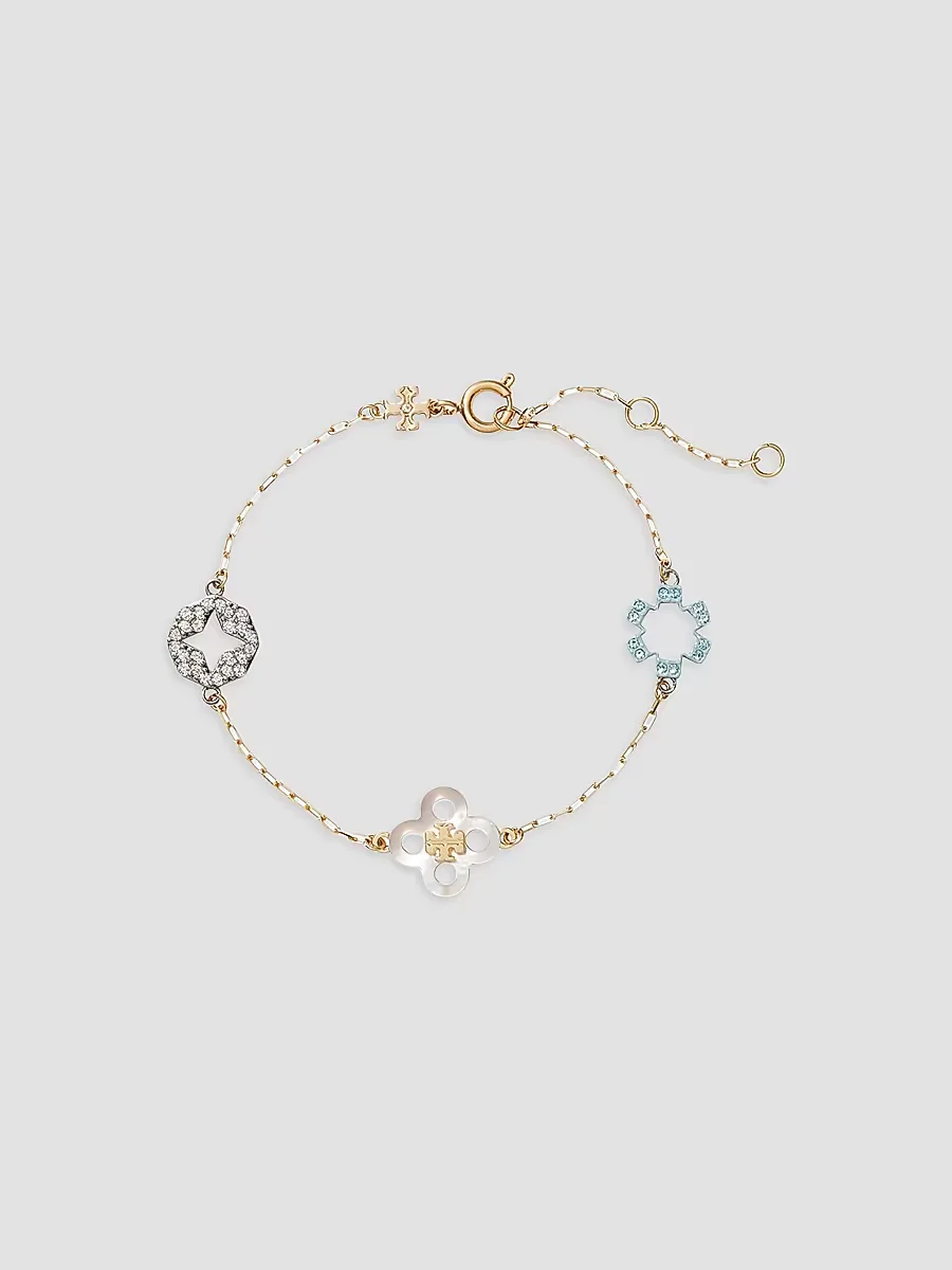 Forget Me Not 18K-Gold-Plated & Mixed-Media Charm Bracelet