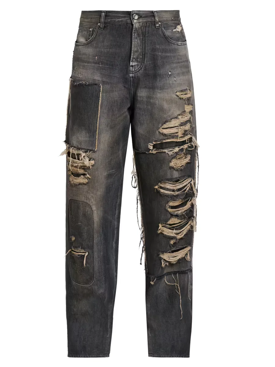 Repaired Mid-Rise Straight-Leg Carpenter Jeans by AMIRI