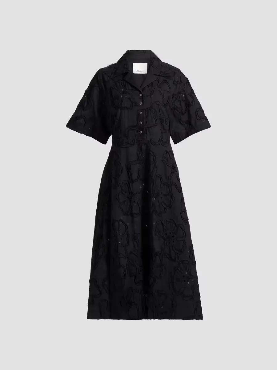 3D Floral Embroiered Cotton-Blend Midi-Shirtdress by 3.1 Phillip Lim