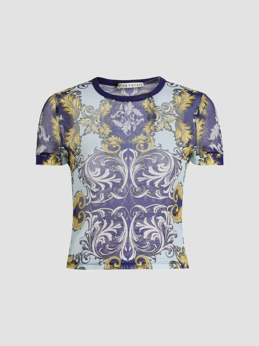 Tess Antique Scroll Print T-Shirt by Alice + Olivia
