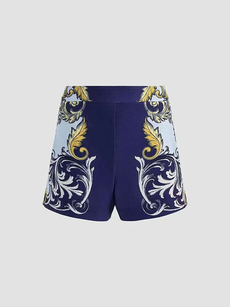 Hera Baroque-Print Shorts by Alice + Olivia
