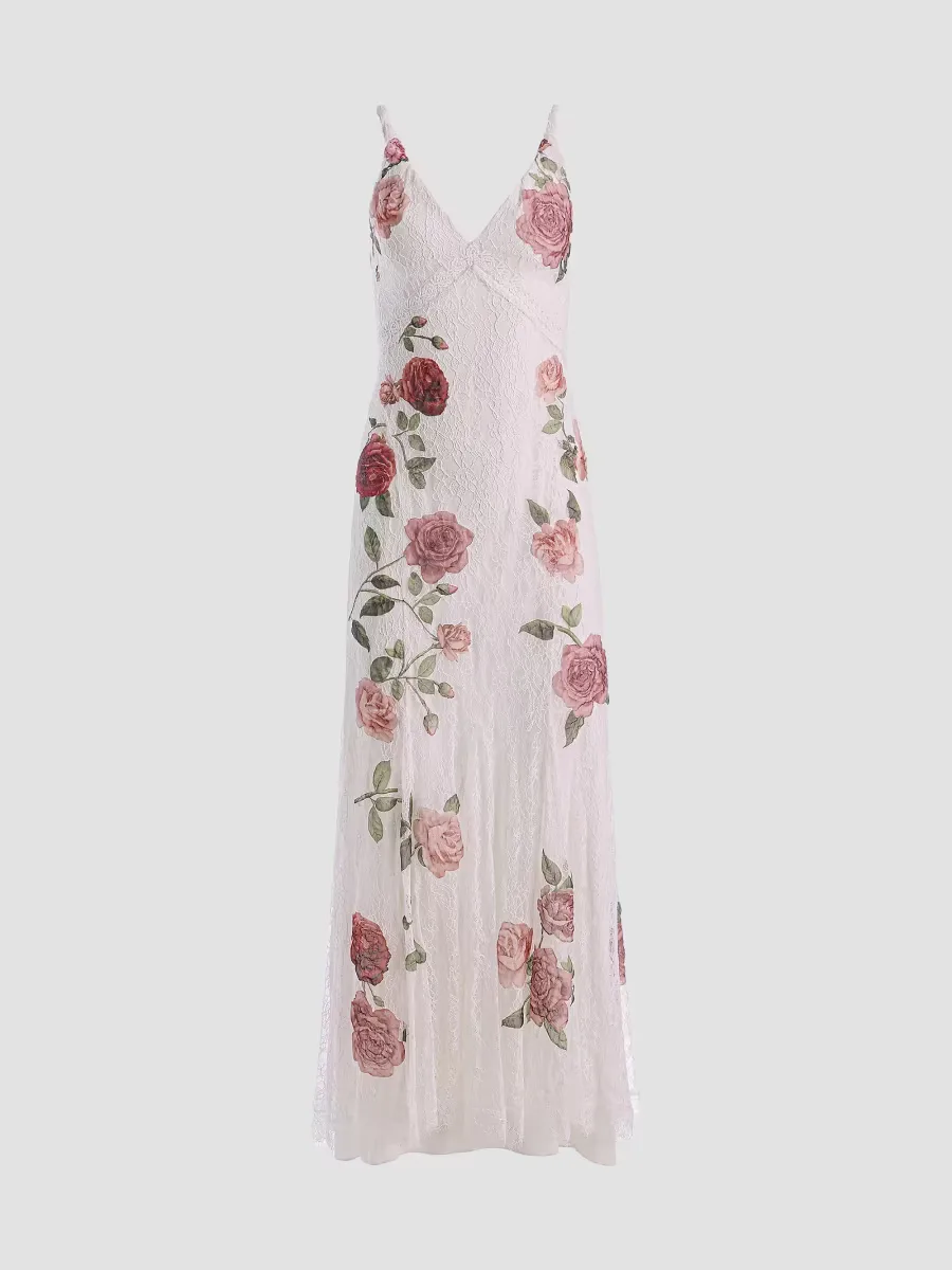 Nisa Floral Lace A-Line Maxi Gown by Alice + Olivia