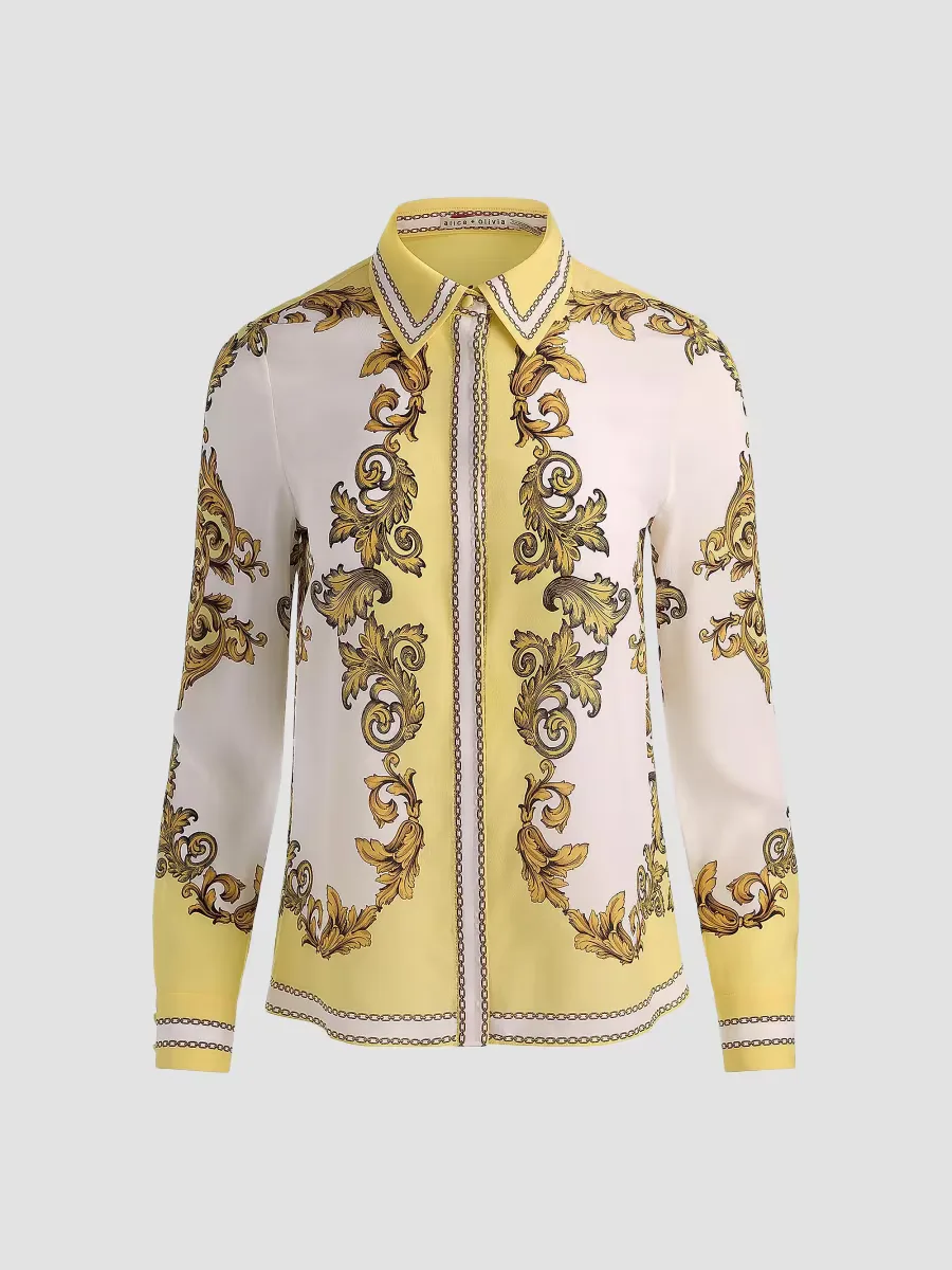 Willa Golden Coast Print Silk Blouse by Alice + Olivia