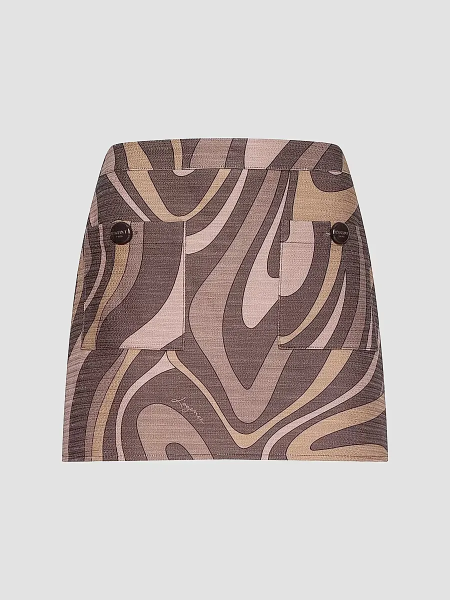 Cyra Printed Cotton High-Rise A-Line Mini Skirt by L'AGENCE