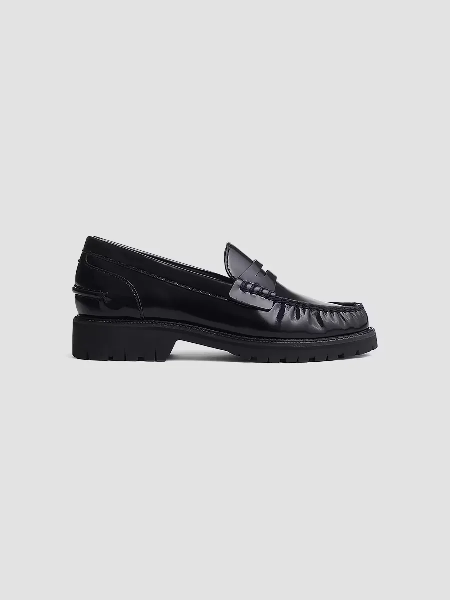 Corey Leather Lug-Sole Penny Loafers