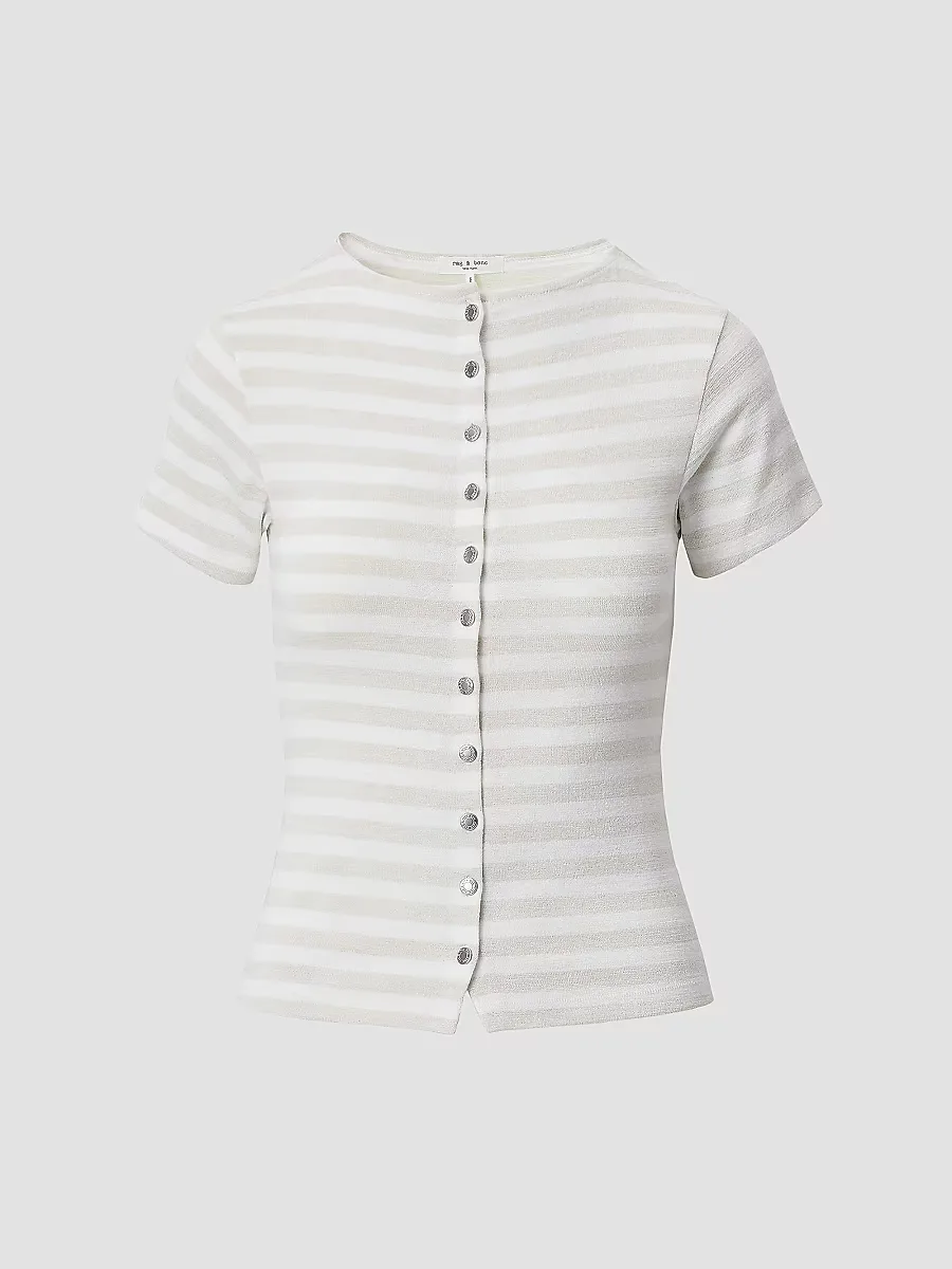 The Knit Striped Button-Front T-Shirt by rag & bone