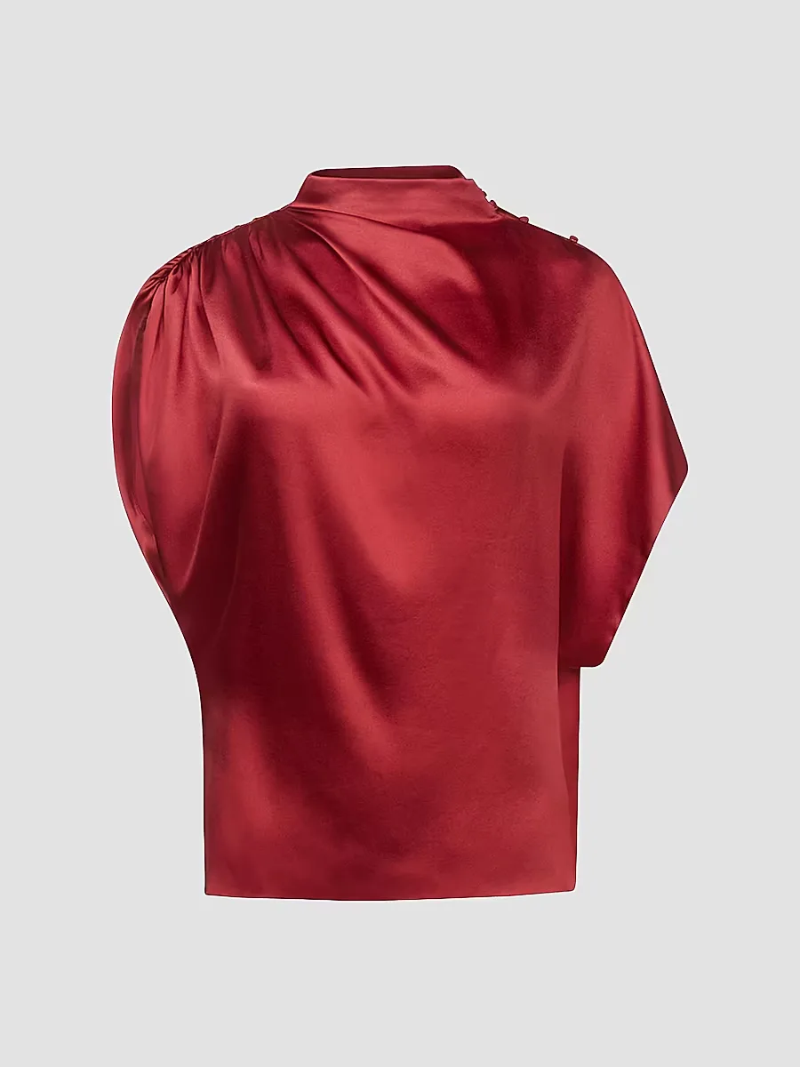 Wish You Would Draped Silk-Blend Top by TWP