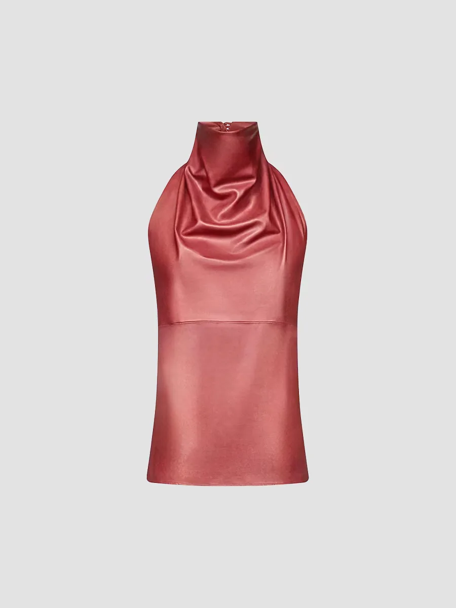 Friday Night Leather Halterneck Top by TWP