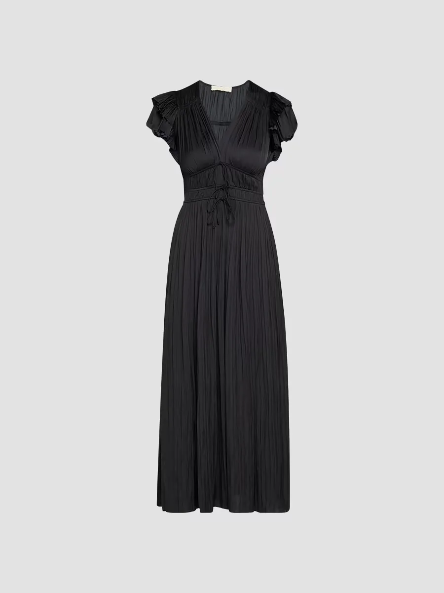 Patrice Flutter-Sleeve Midi-Dress by Ulla Johnson