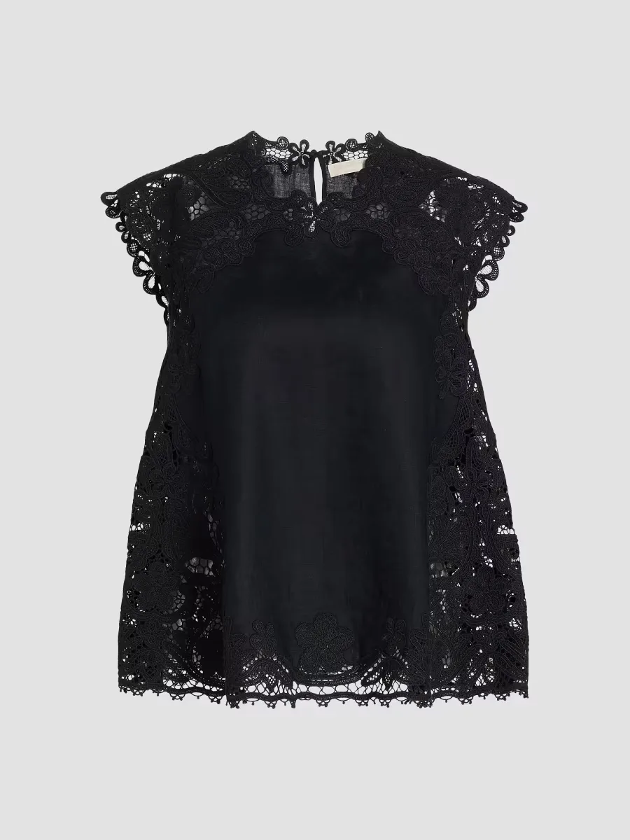 Amelie Floral-Embroidered Linen Top by Ulla Johnson