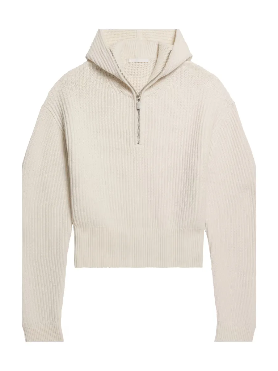 Ribbed Wool-Blend Half-Zip Hoodie by Helmut Lang