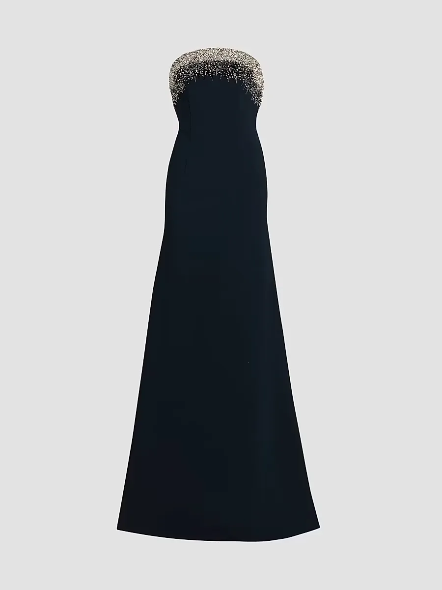 Crystal Neckline Strapless Gown by Naeem Khan