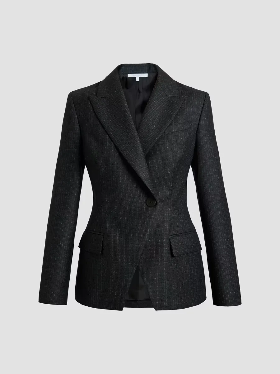 Malli Metallic Check Virgin Wool Blazer by Santorelli