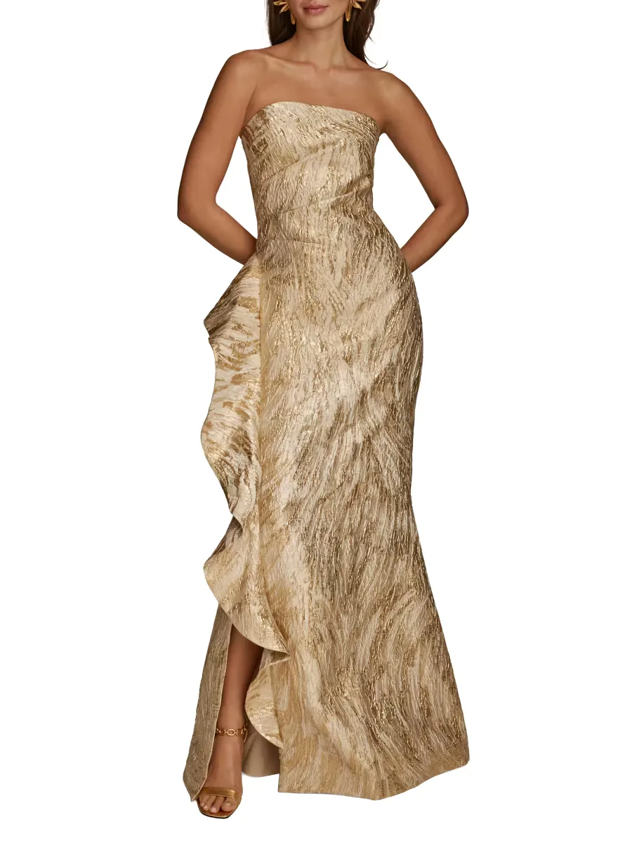 Brocade Ruffle Gown by Donna Karan New York
