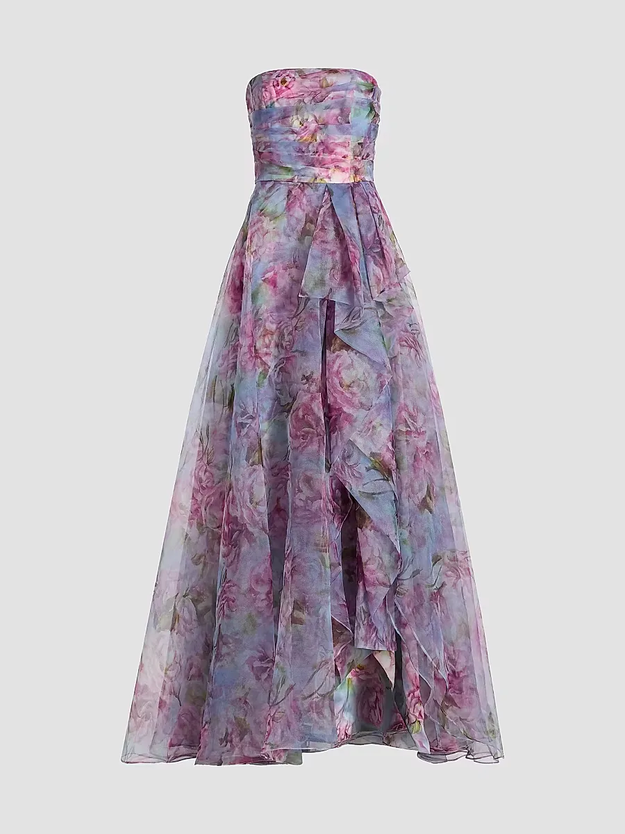 Fahreta Floral Strapless Gown by Theia
