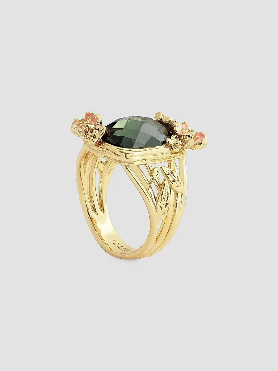 Wildflowers 18K Gold-Plated, Glass, Enamel & Crystal Ring by Anabel Aram