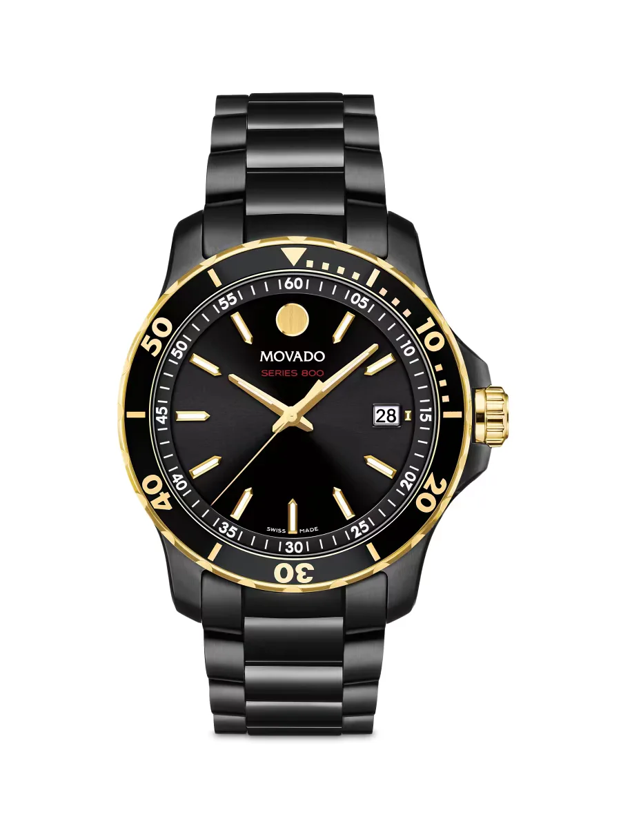 Series 800 Black Stainless Steel Watch by Movado