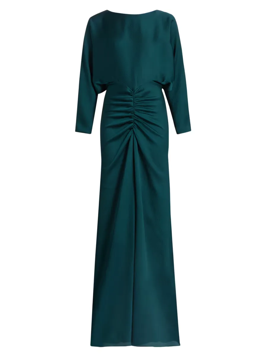 Pebbled Satin Dolman Column Gown by Amsale