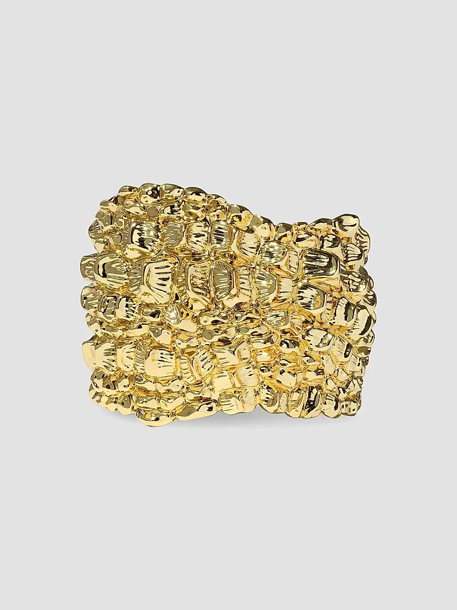 Brut Croco 14K-Gold-Plated Wide Cuff by Alexis Bittar