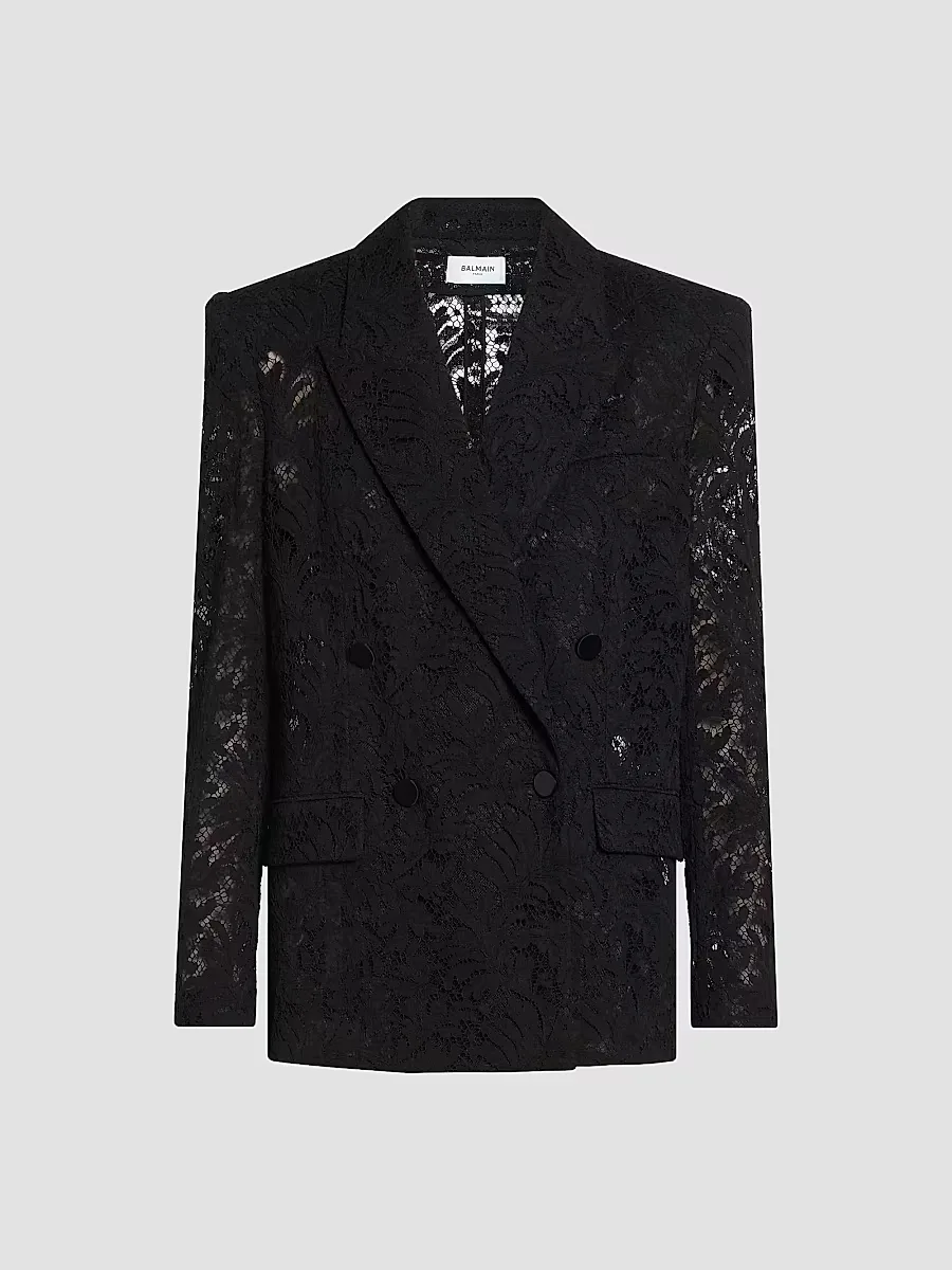 Lace Double-Breasted Jacket by Balmain