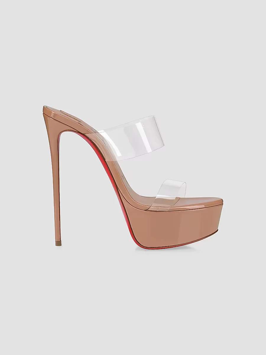 Just Nothing Alta 150MM Patent Leather Sandal Heels by Christian Louboutin