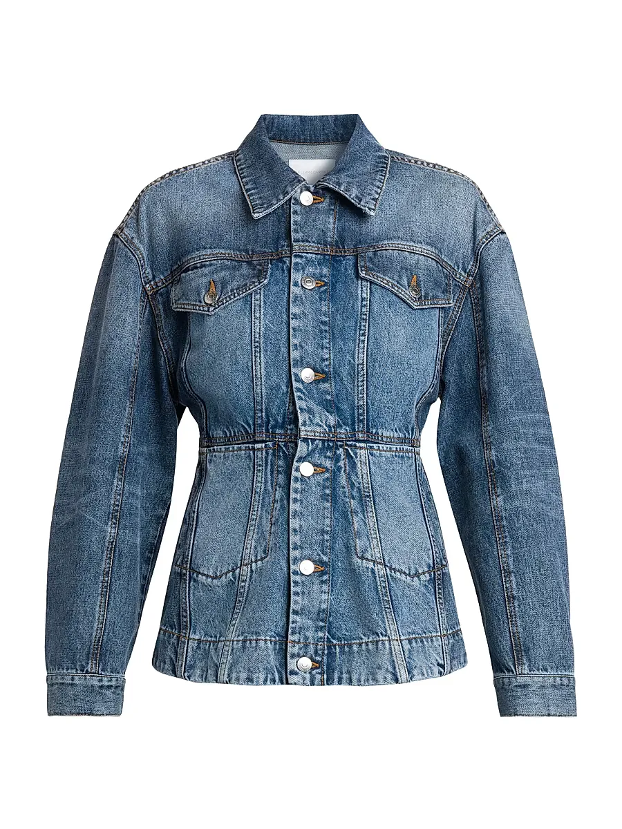 Tailored Denim Button-Front Jacket