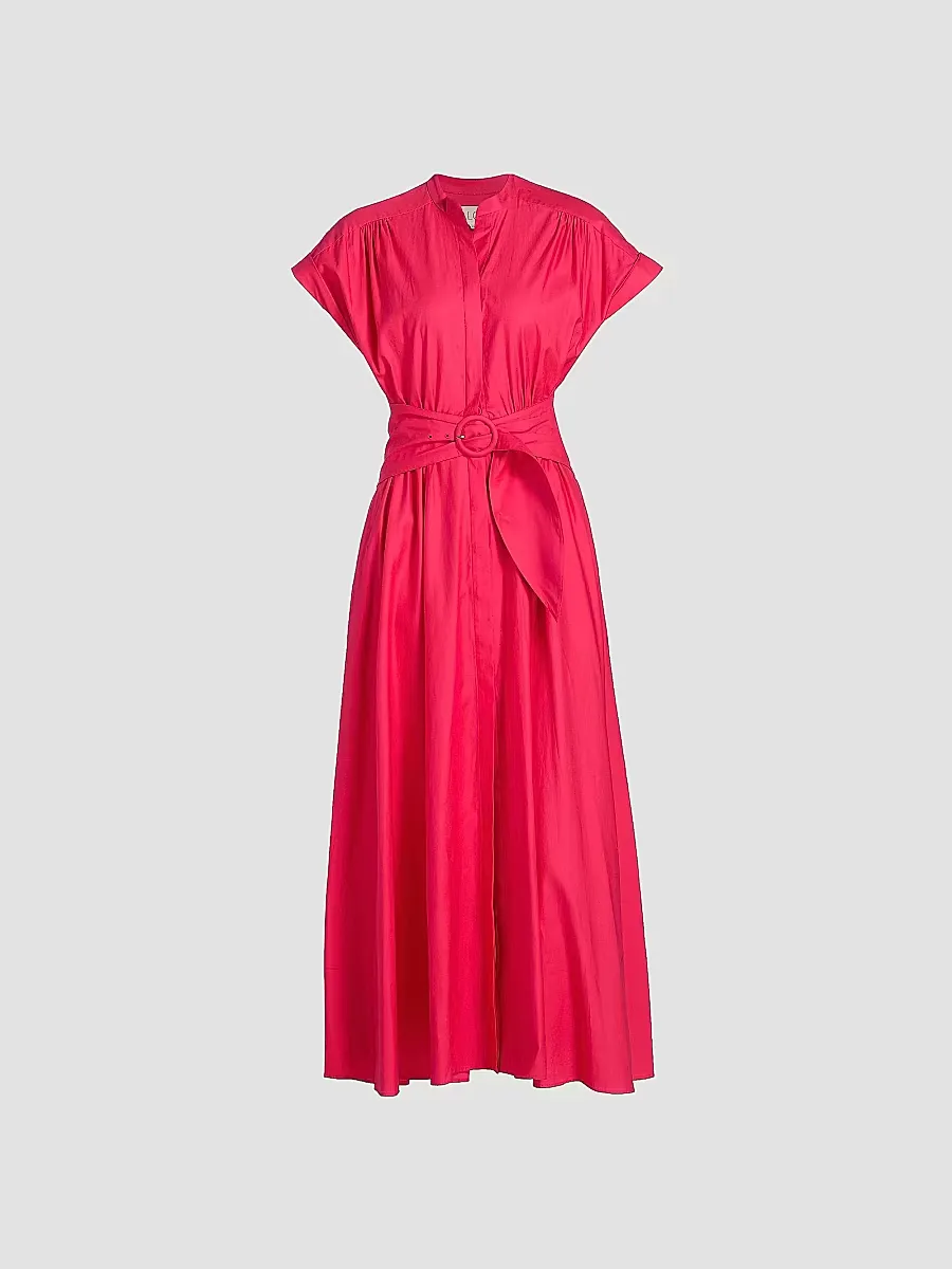 Neesha Stretch-Cotton Self-Tie Maxi Dress by Saloni