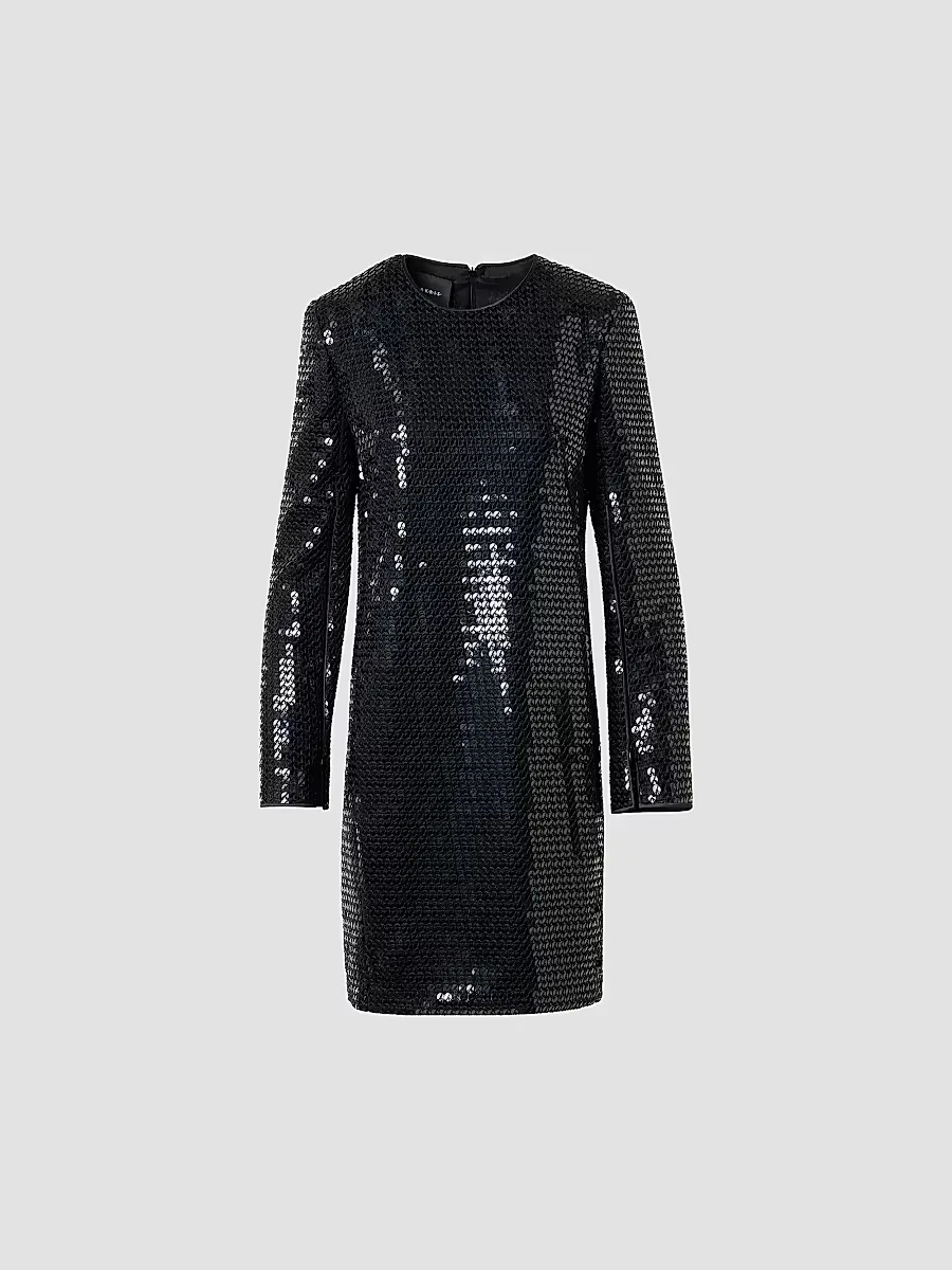 Sequined Long-Sleeve Sheath Cocktail Dress by Akris