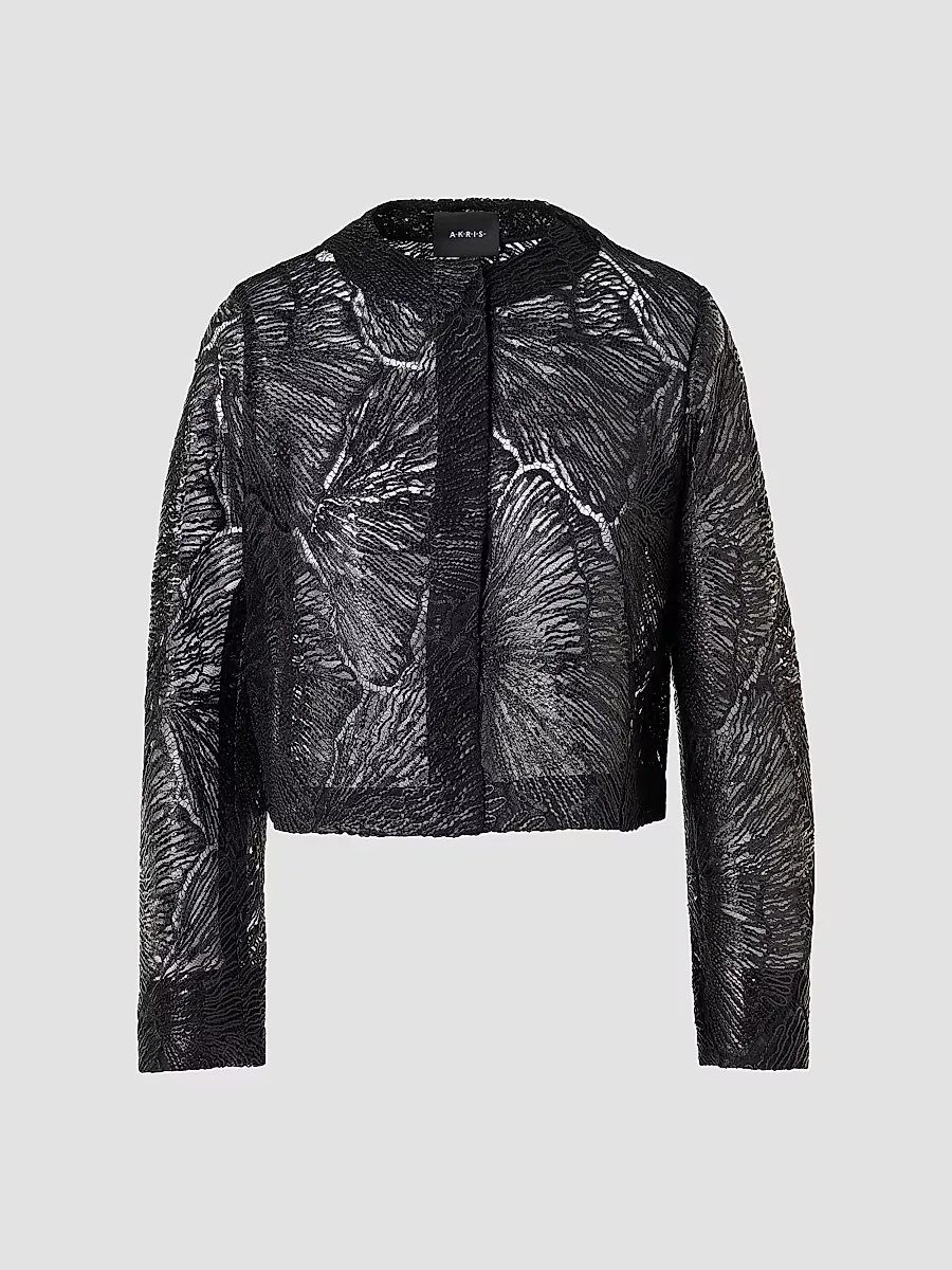Haron Lacquered Lace Short Jacket by Akris