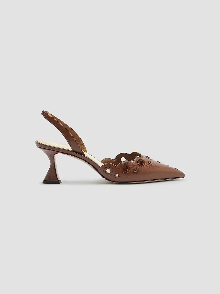 Miley 60MM Eyelet Leather Slingback Pumps by Alexandre Birman