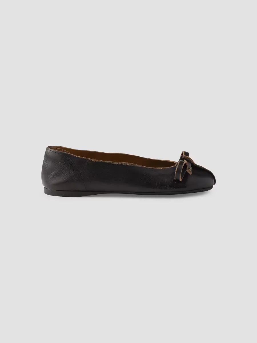 Prada Antiqued Leather Ballerinas by Prada