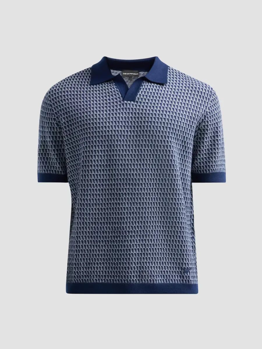 Emporio Armani Contrast Triangle Jacquard Short-Sleeve Sweater by Armani