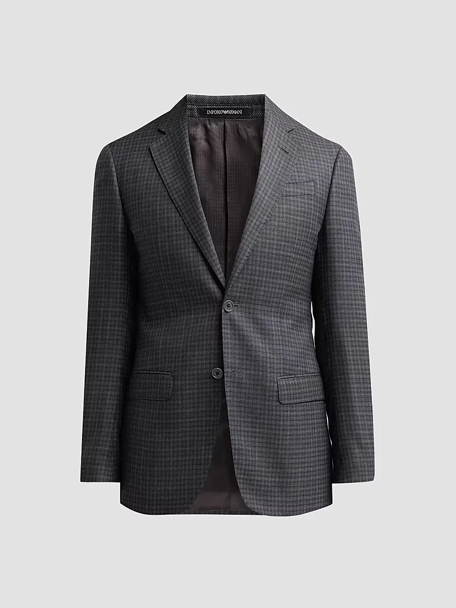 Emporio Armani Blur Box Checked Wool Sport Coat by Armani