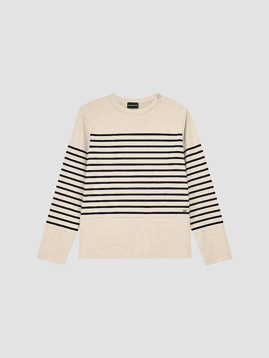 Emporio Armani Striped Cotton-Linen Jersey Sweater by Armani